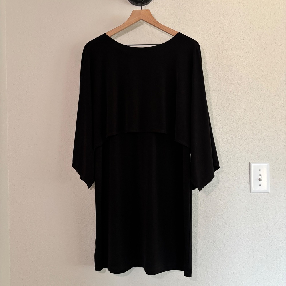 Chico's Convertible Short Dress 3 Petite Stretch Black Elegant Minimalist LBD